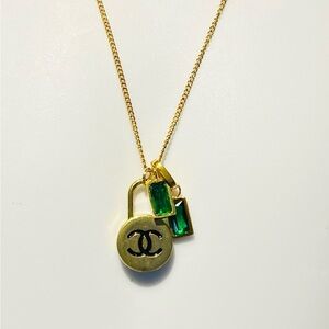 Elegant Gold Necklace with Green Accents
